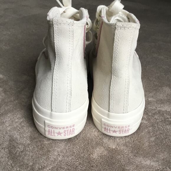 Converse Chuck Taylor All Star Lift platform sneakers white lilac detail Sz 5.5 - Picture 5 of 9